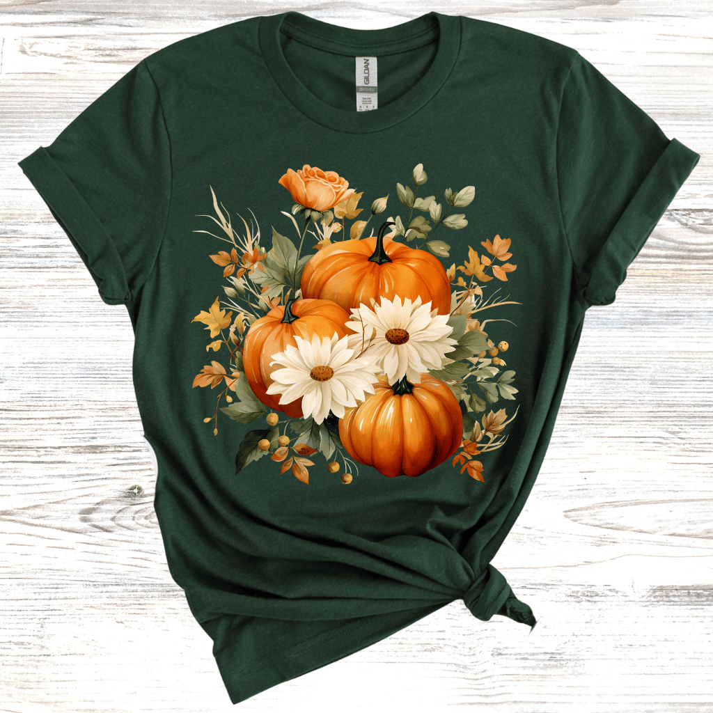 Fall Floral Pumpkin T-Shirt