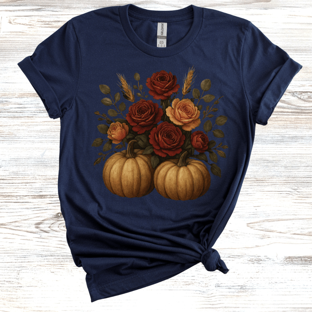 Autumn Floral Pumpkin T-Shirt