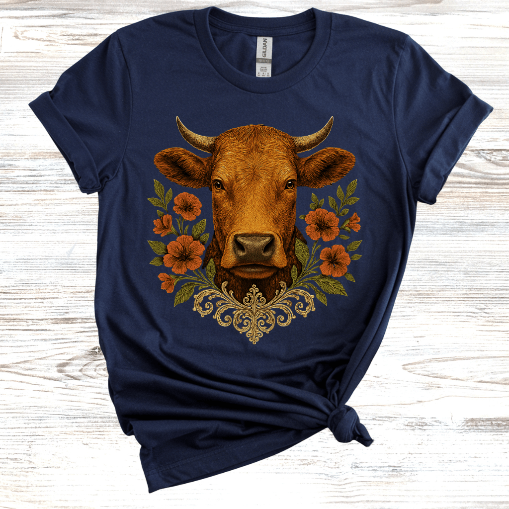 Cow Floral Wreath T-Shirt