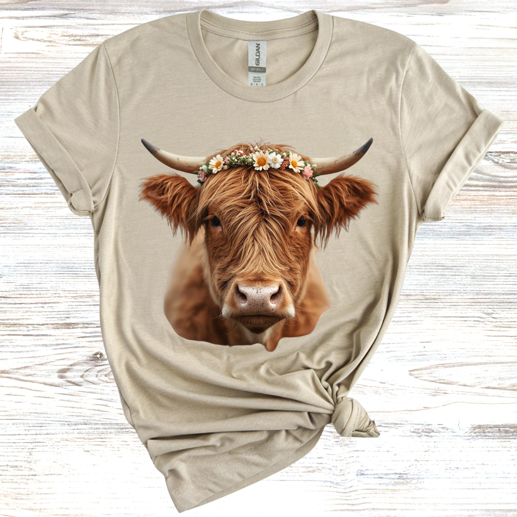 Highland Cow with Wreath T-Shirt