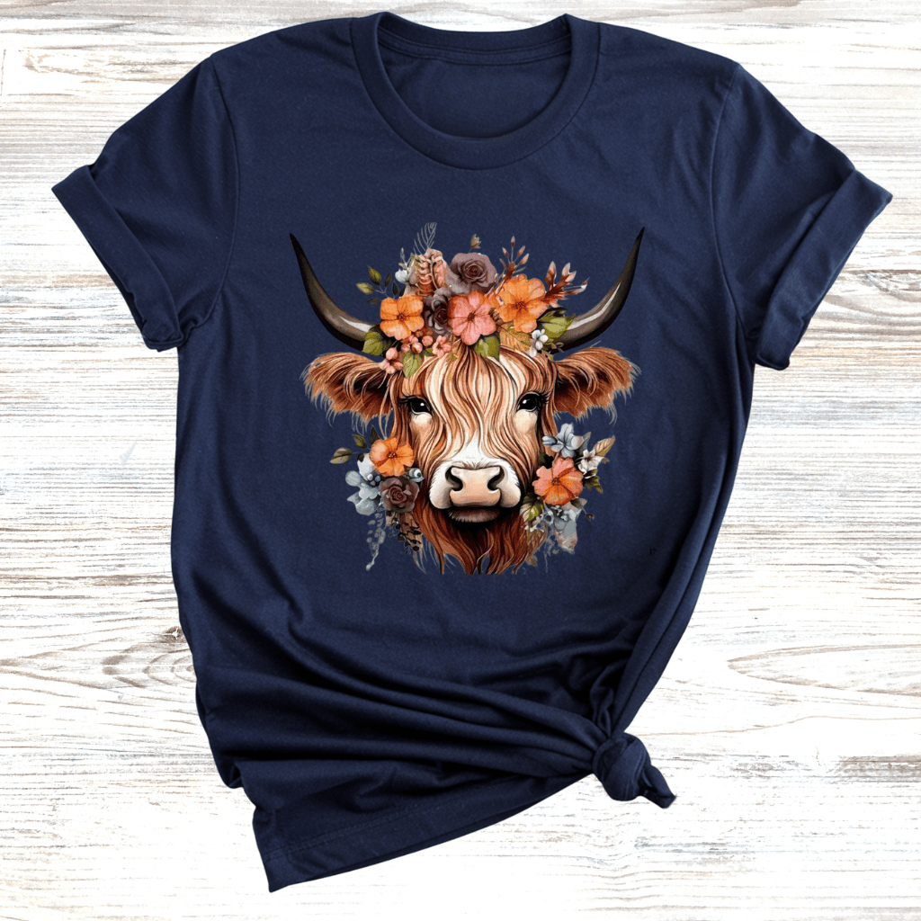 Floral Highland Cow T-Shirt