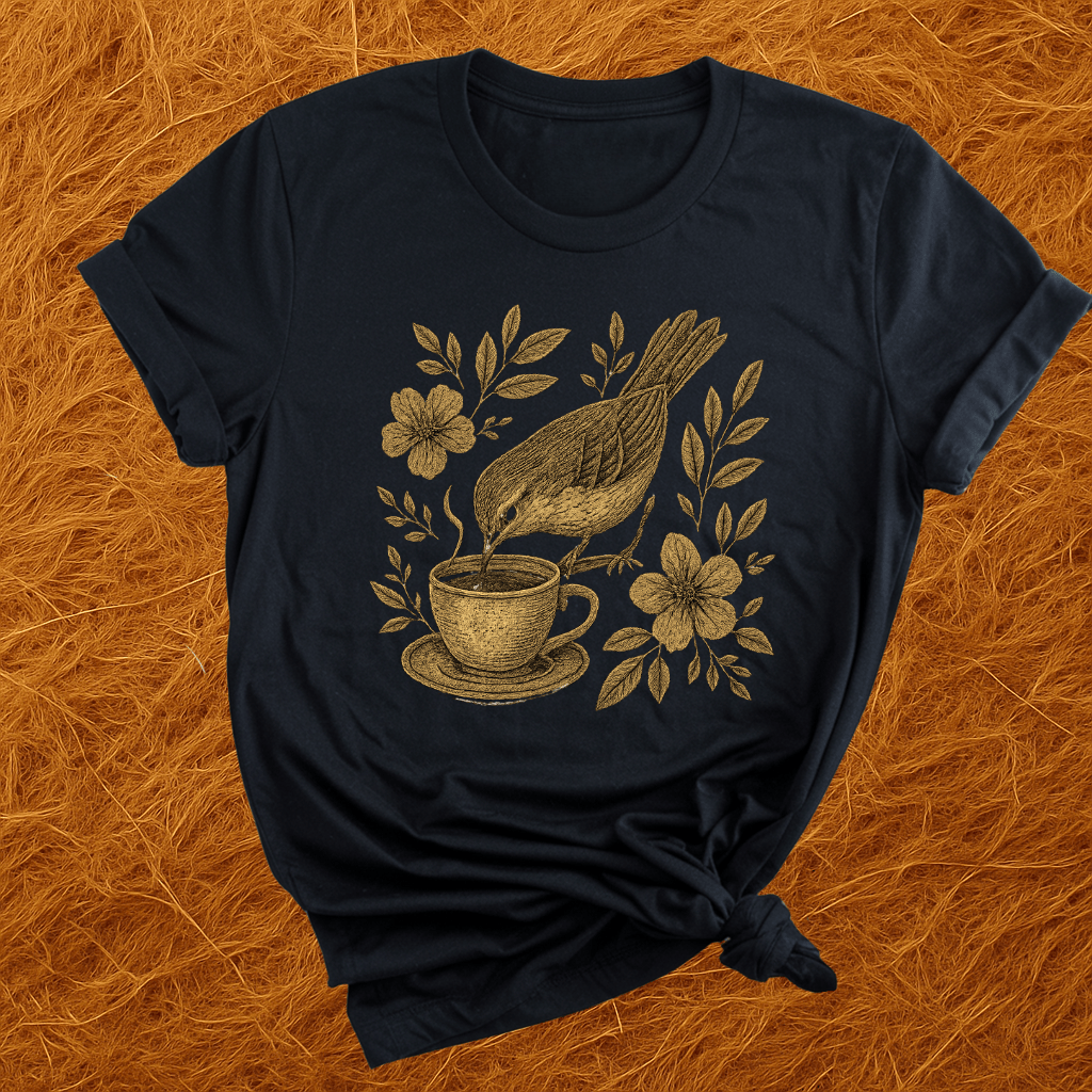 Floral Teacup Chickadee T-Shirt
