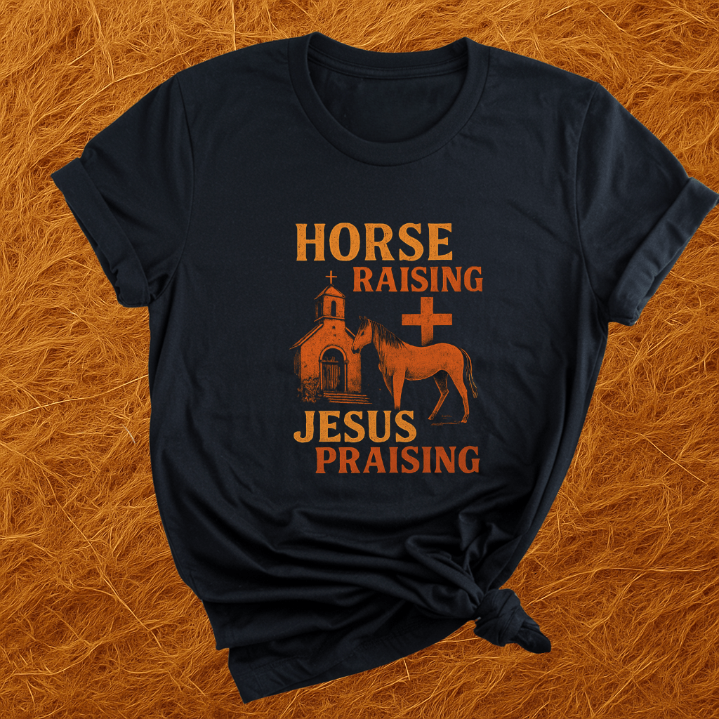Horse Raising Jesus Praising T-Shirt