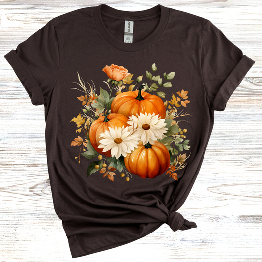 Fall Floral Pumpkin T-Shirt