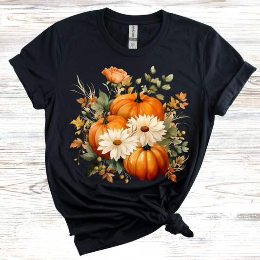 Fall Floral Pumpkin T-Shirt