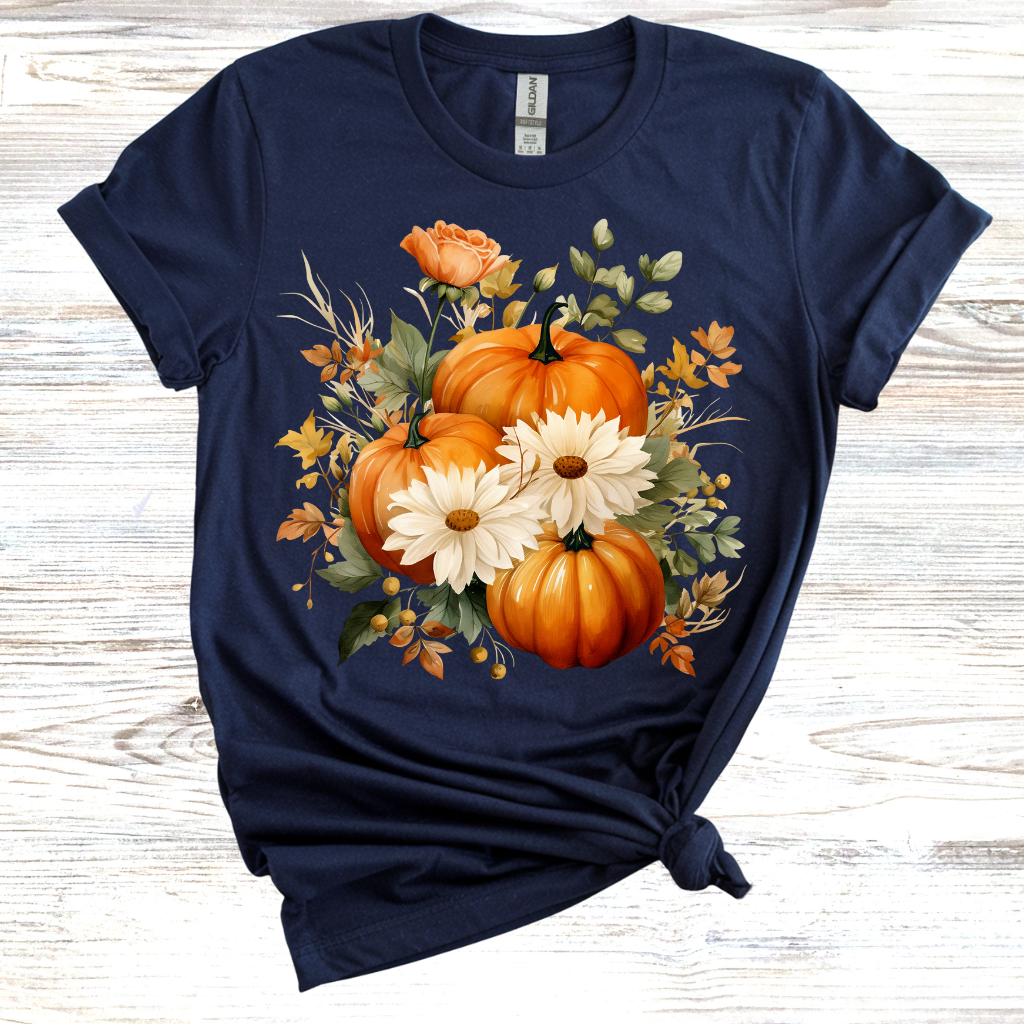 Fall Floral Pumpkin T-Shirt