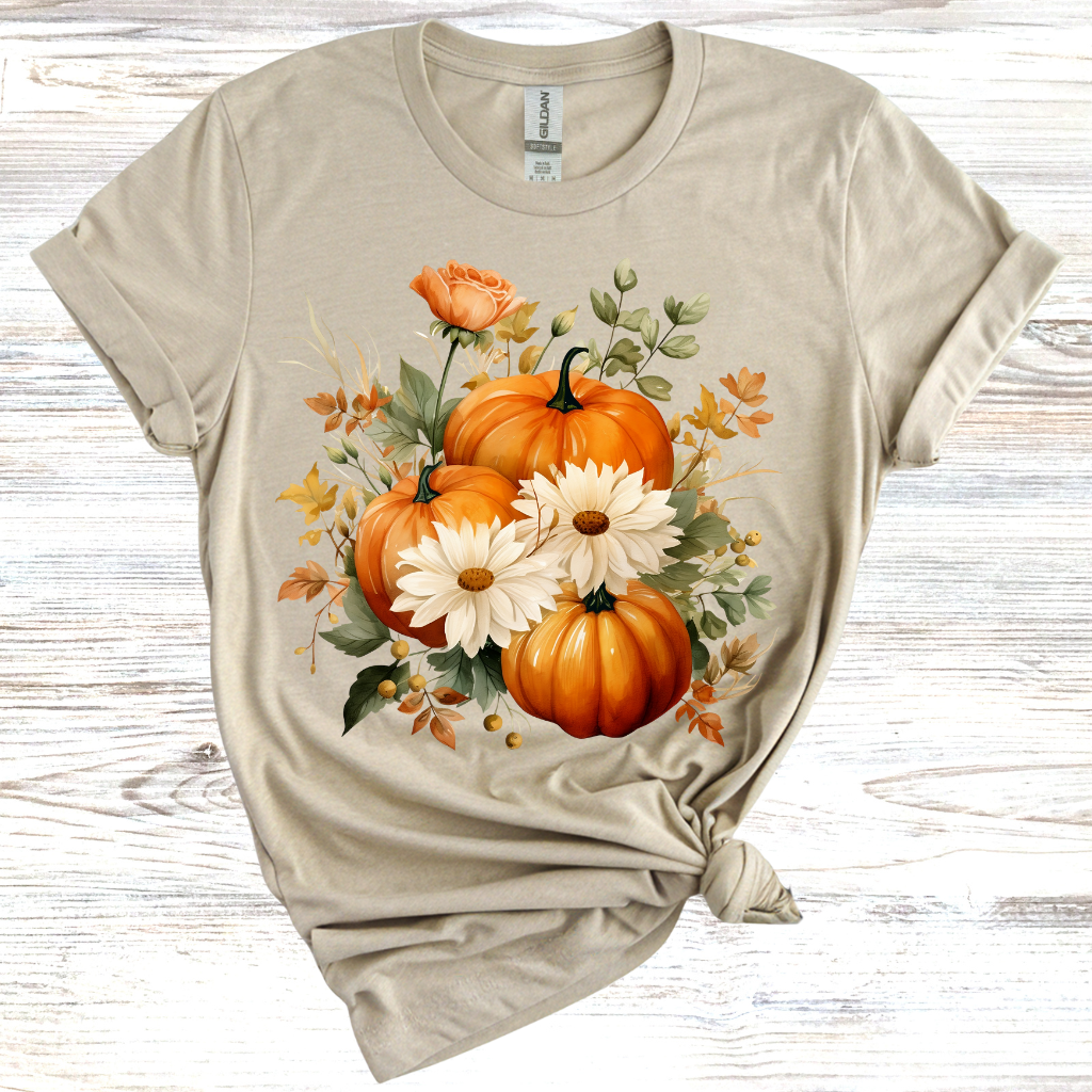 Fall Floral Pumpkin T-Shirt