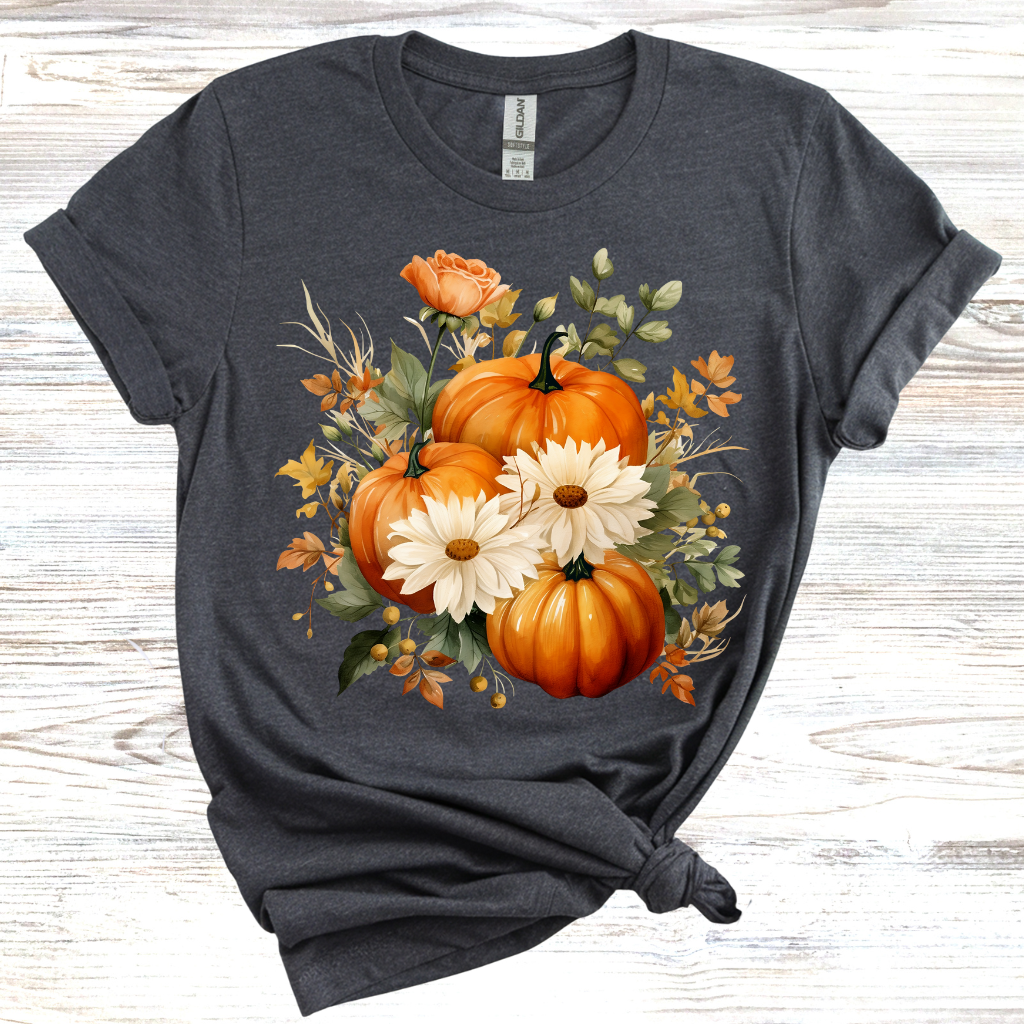 Fall Floral Pumpkin T-Shirt