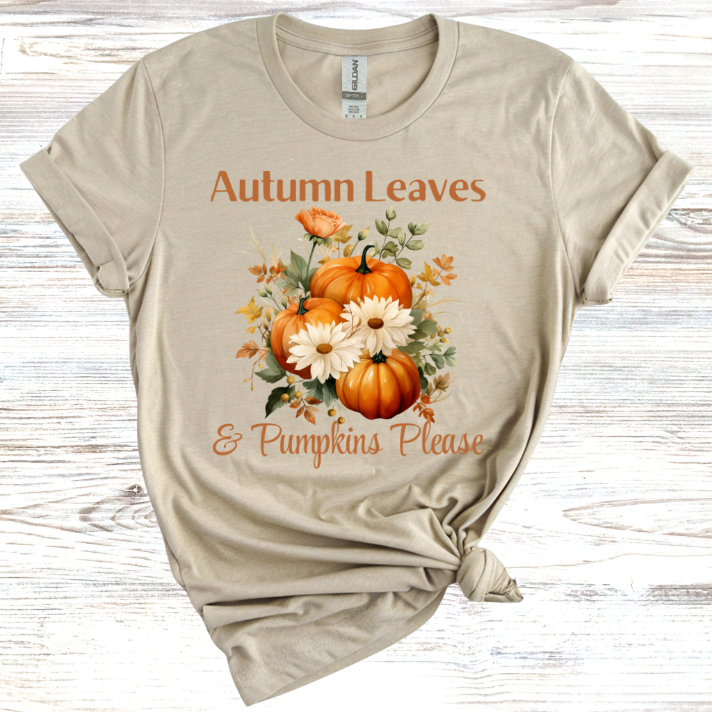 Autumn Leaves & Pumpkins Please T-Shirt