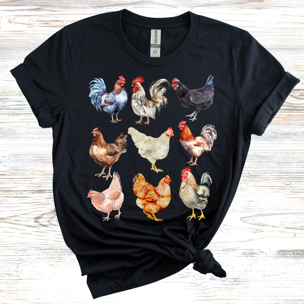 Vintage Chicken Print T-Shirt