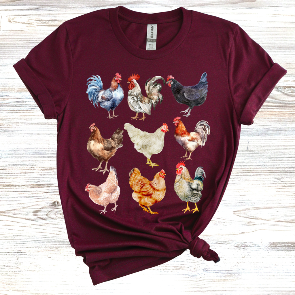 Vintage Chicken Print T-Shirt