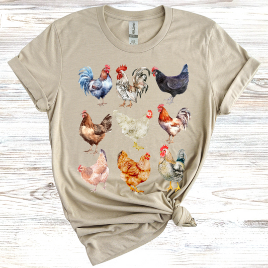 Vintage Chicken Print T-Shirt