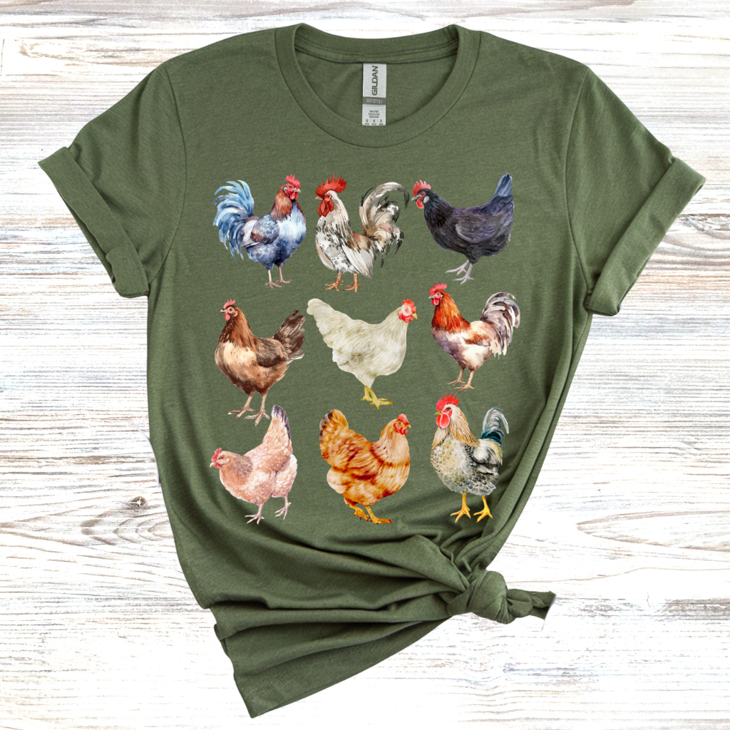 Vintage Chicken Print T-Shirt