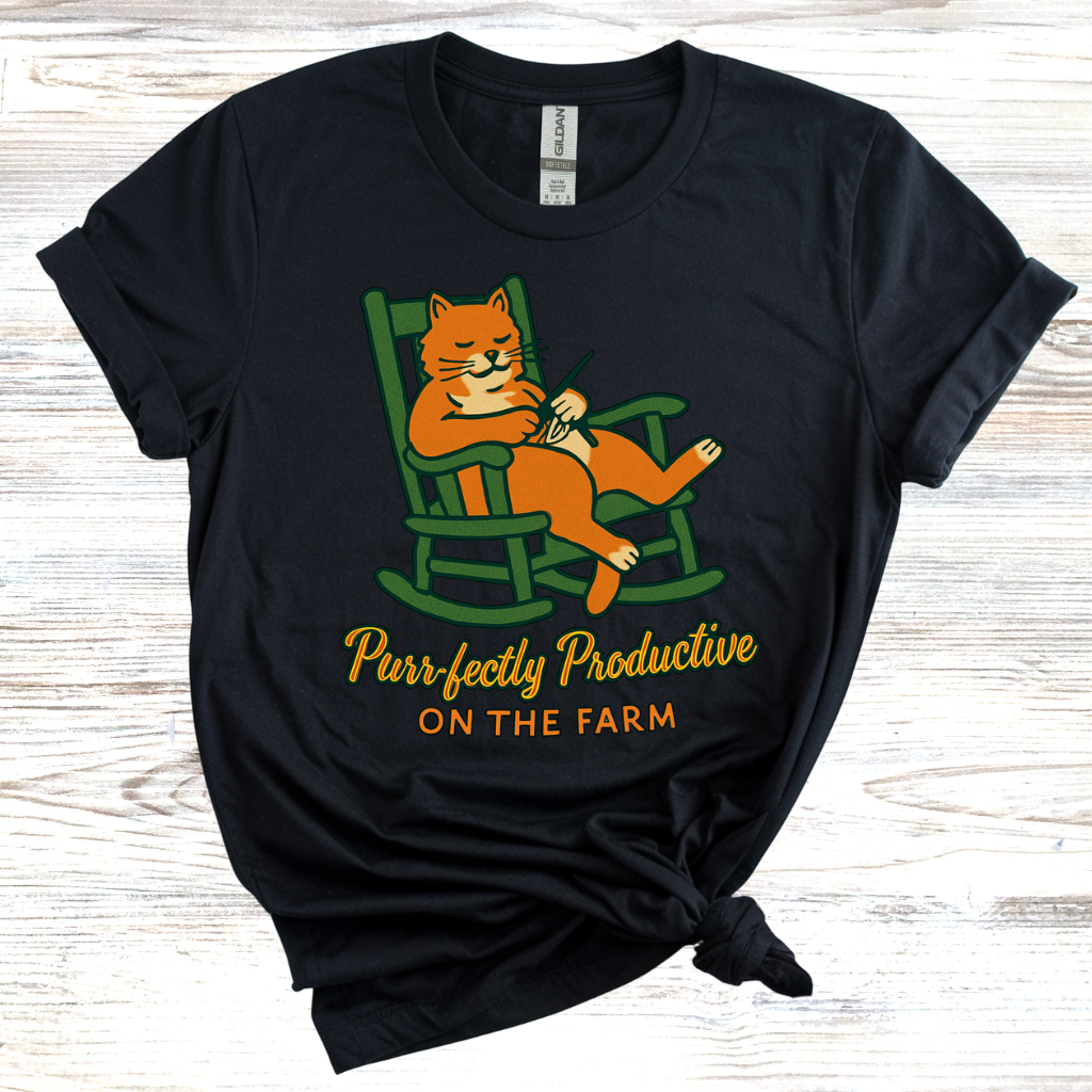 Purrfectly Productive on the Farm T-Shirt