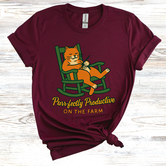 Purrfectly Productive on the Farm T-Shirt