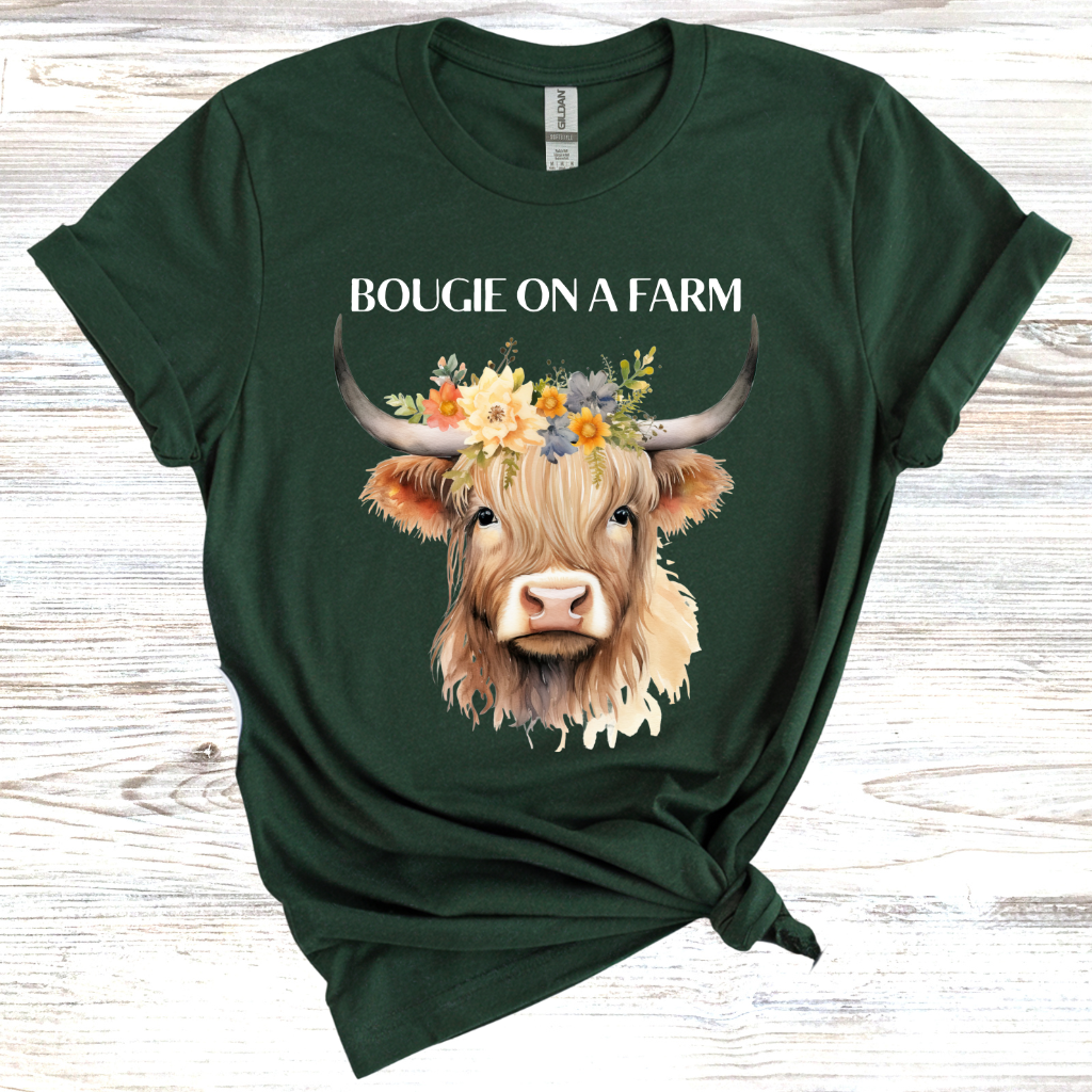 Bougie on a Farm Highland Cow T-Shirt