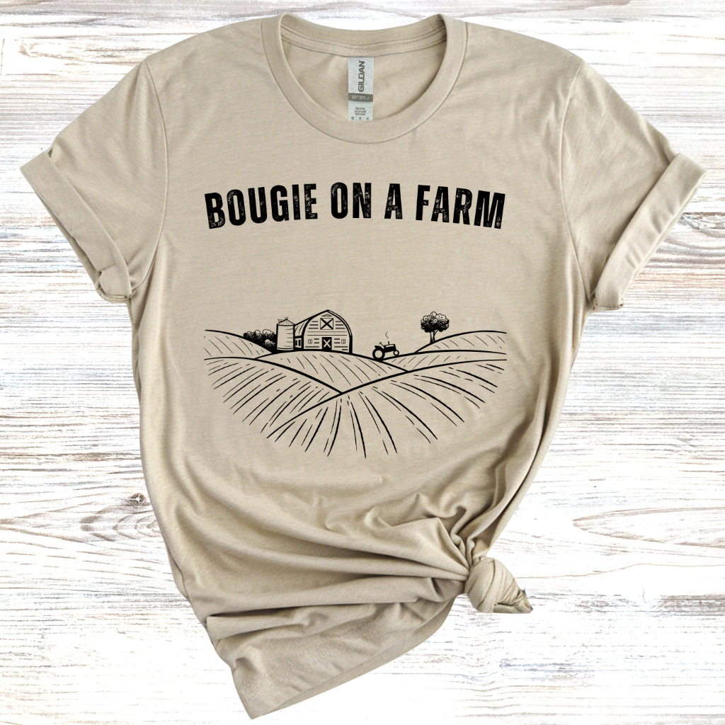 Bougie on a Farm Sketched Farmscape T-Shirt