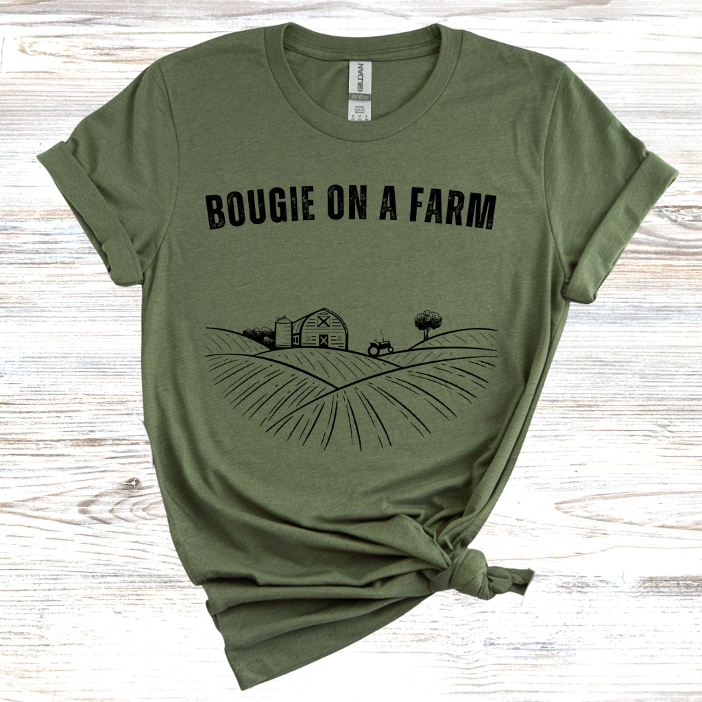 Bougie on a Farm Sketched Farmscape T-Shirt