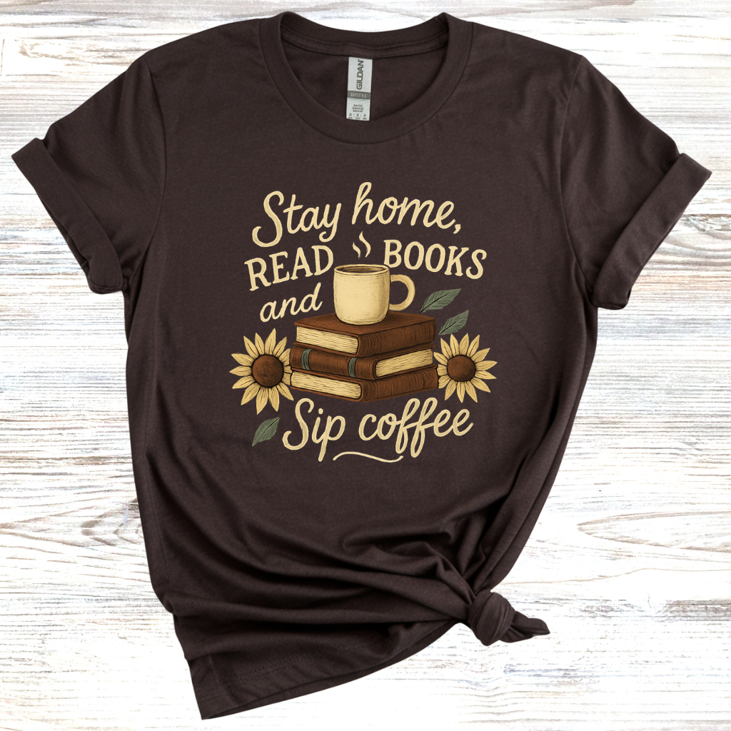 Stay Home Read Books Sip Coffee T-Shirt