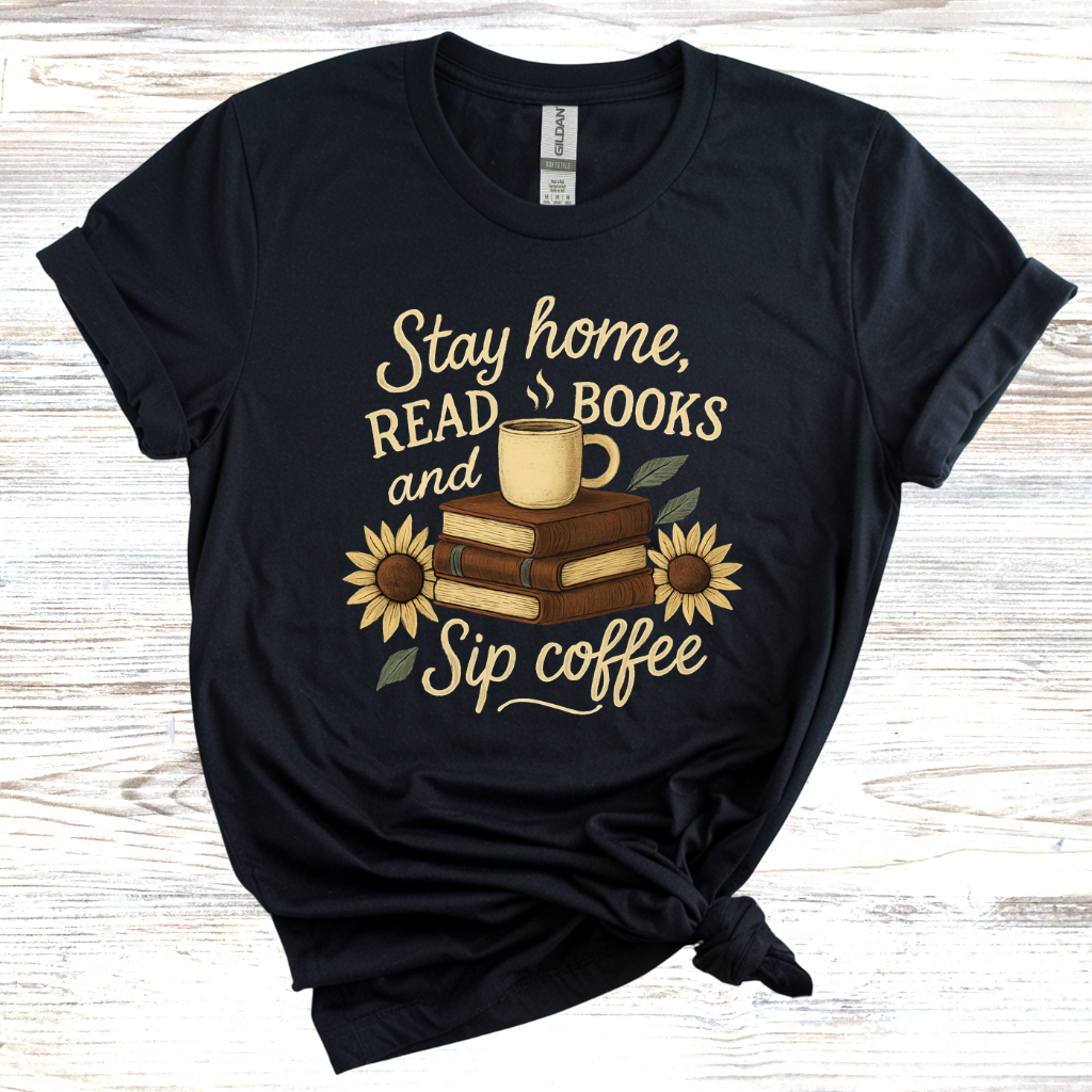 Stay Home Read Books Sip Coffee T-Shirt
