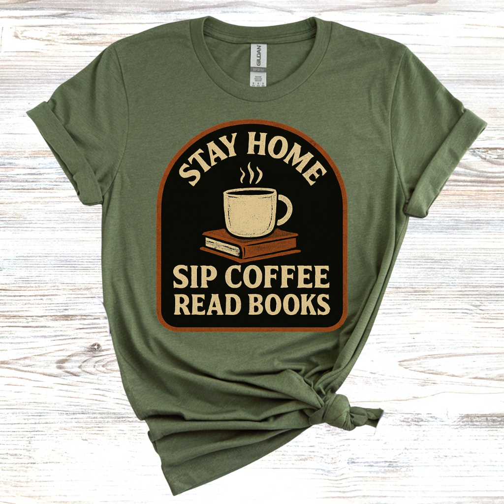 Stay Home Sip Coffee Read Books T-Shirt