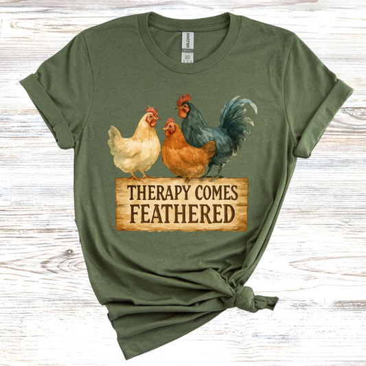 Therapy Comes Feathered T-Shirt