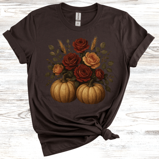 Autumn Floral Pumpkin T-Shirt