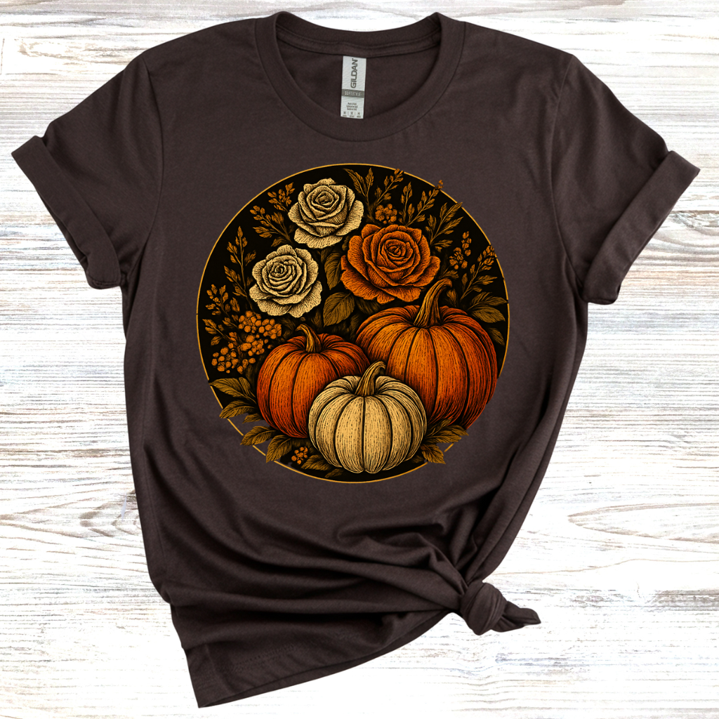 Fall Floral Pumpkin T-Shirt