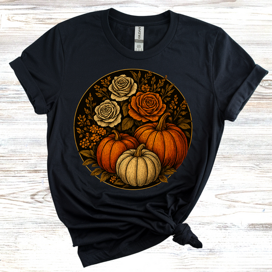 Fall Floral Pumpkin T-Shirt