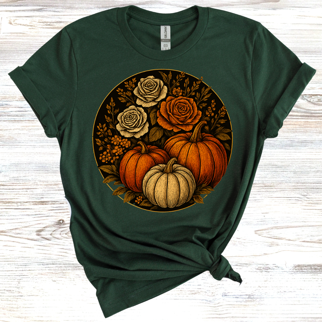 Fall Floral Pumpkin T-Shirt