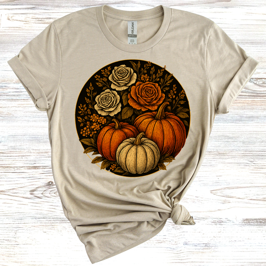 Fall Floral Pumpkin T-Shirt