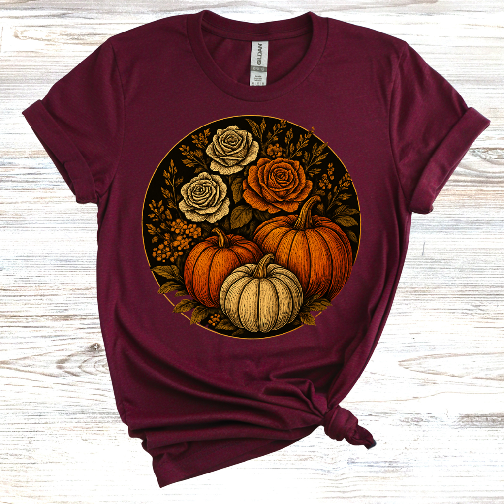 Fall Floral Pumpkin T-Shirt