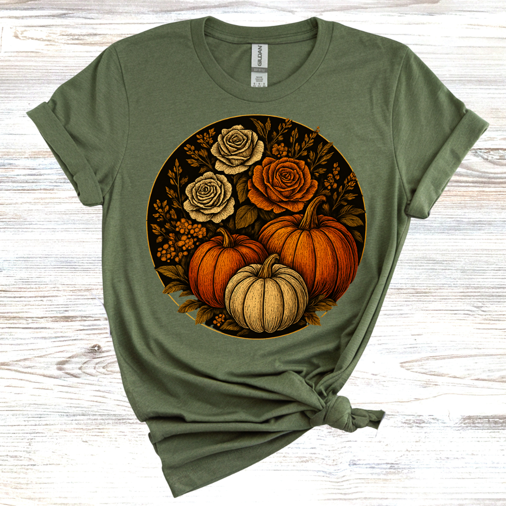 Fall Floral Pumpkin T-Shirt