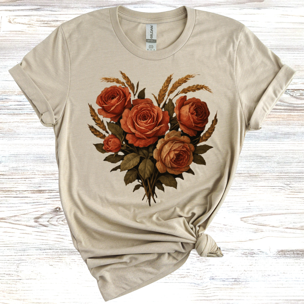 Vintage Floral Heart T-Shirt