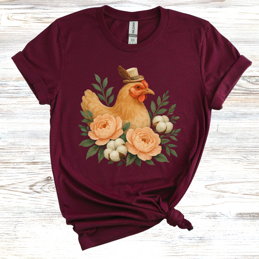 Charming Hen Floral T-Shirt