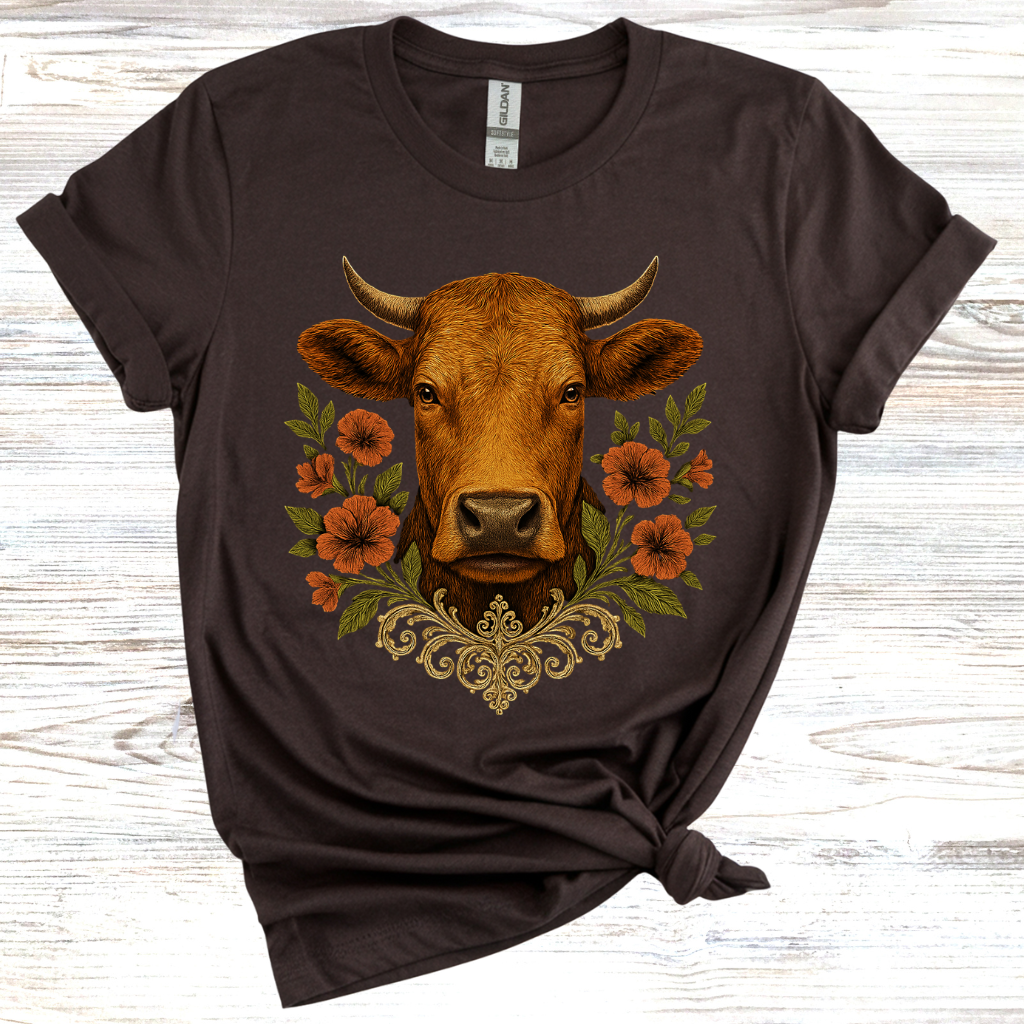 Cow Floral Wreath T-Shirt