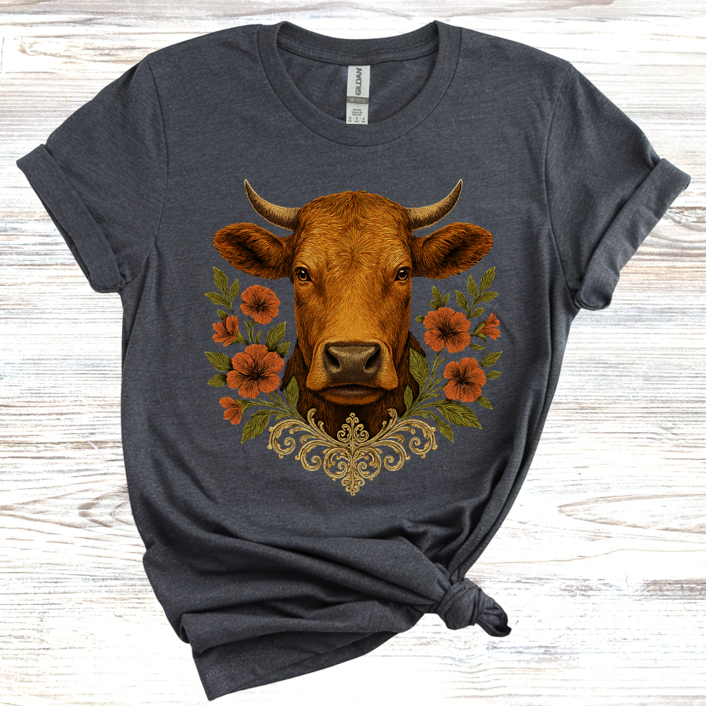 Cow Floral Wreath T-Shirt