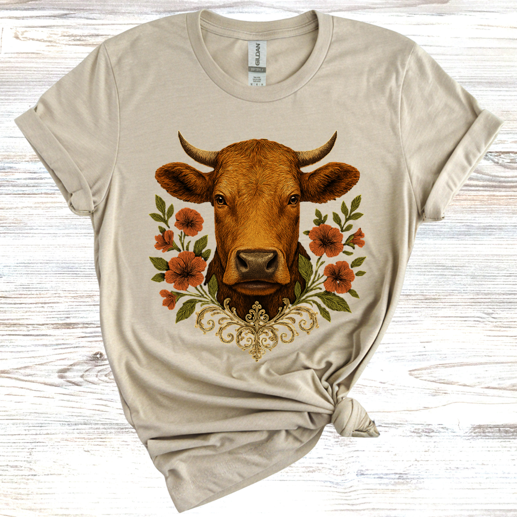 Cow Floral Wreath T-Shirt