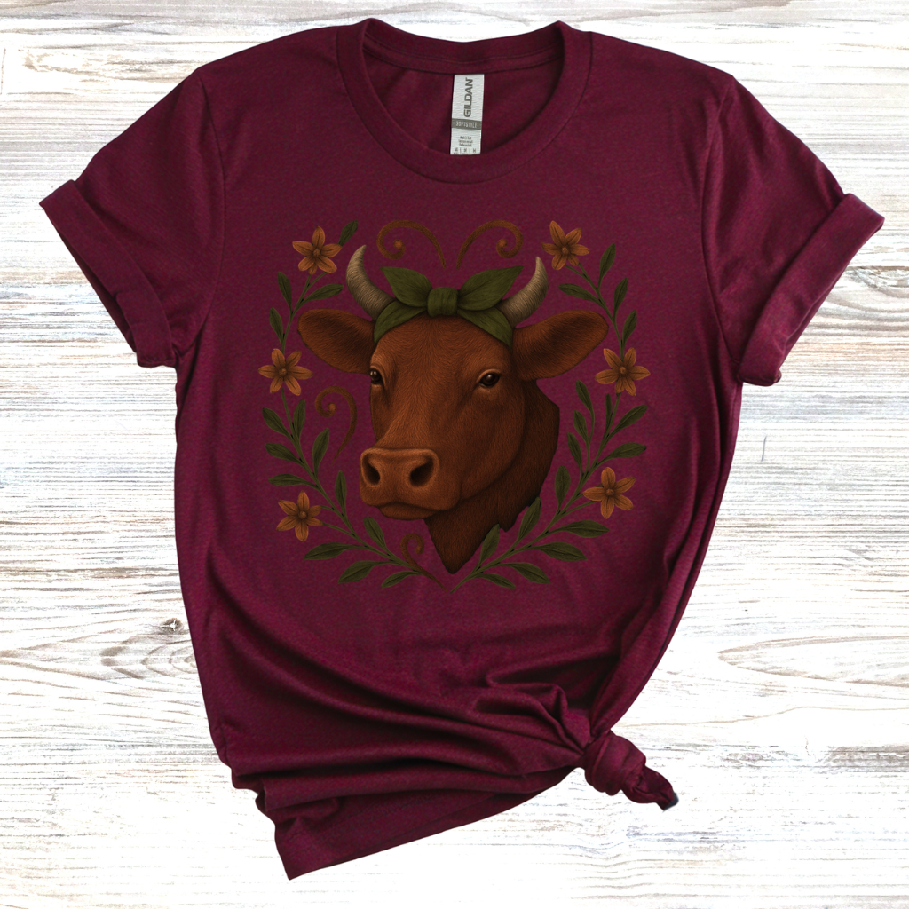 Vintage Cow Floral T-Shirt