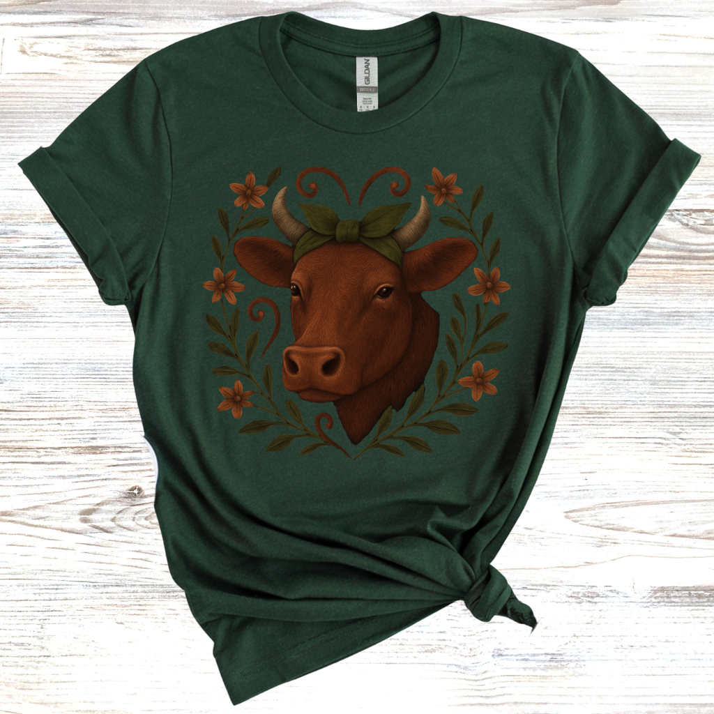 Vintage Cow Floral T-Shirt