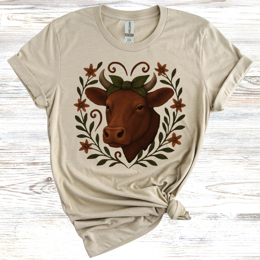 Vintage Cow Floral T-Shirt