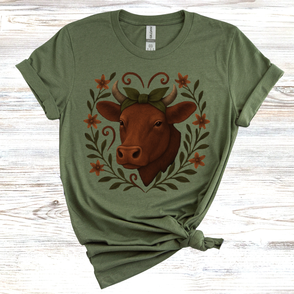 Vintage Cow Floral T-Shirt
