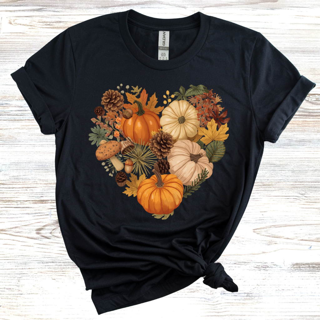Autumn Heart Pumpkin T-Shirt