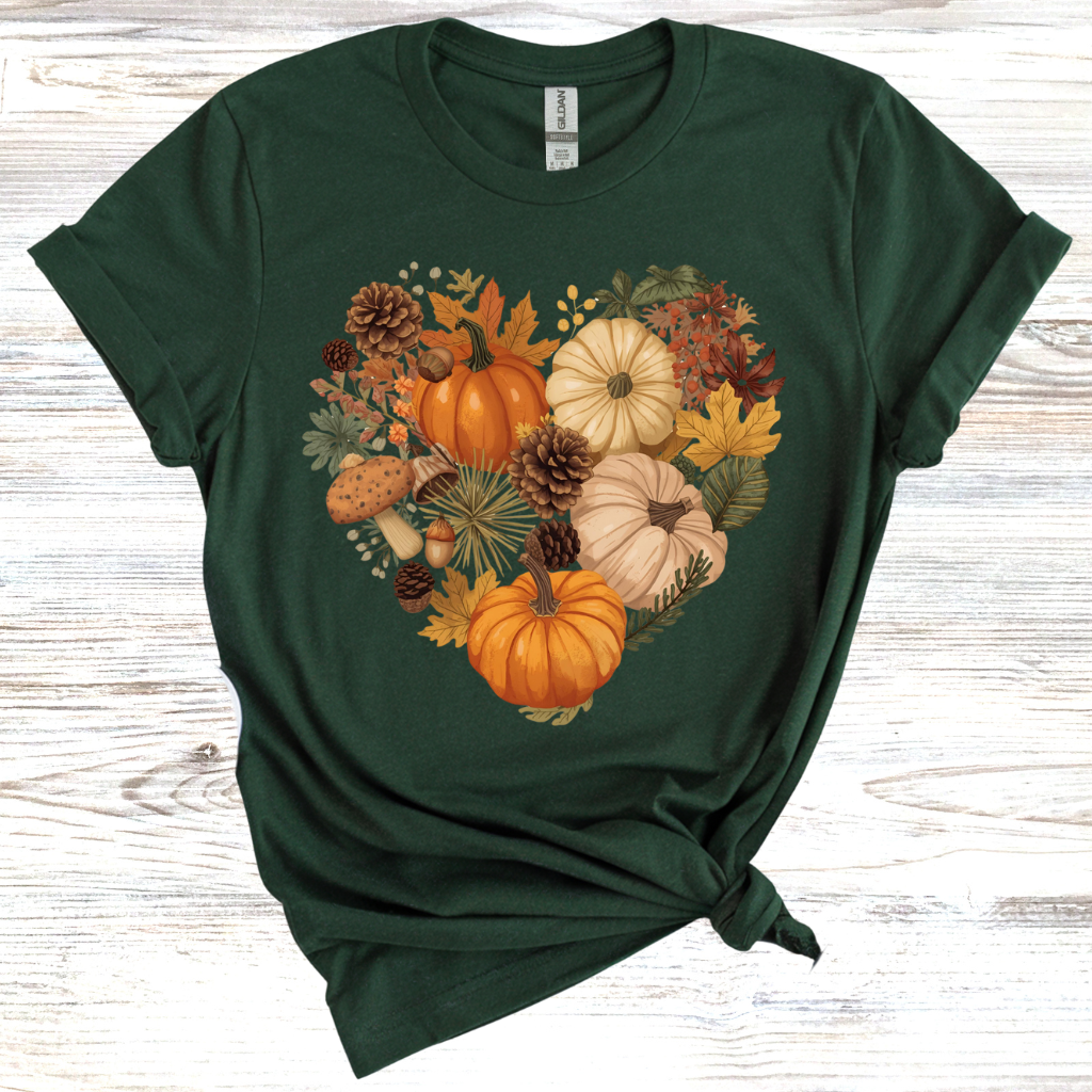Autumn Heart Pumpkin T-Shirt