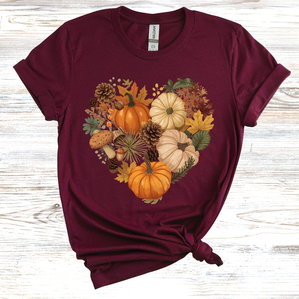 Autumn Heart Pumpkin T-Shirt
