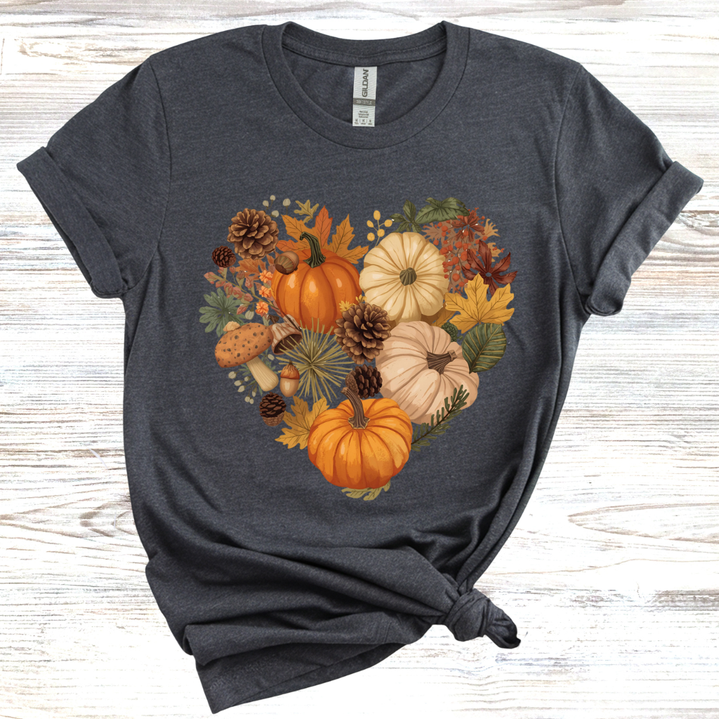 Autumn Heart Pumpkin T-Shirt