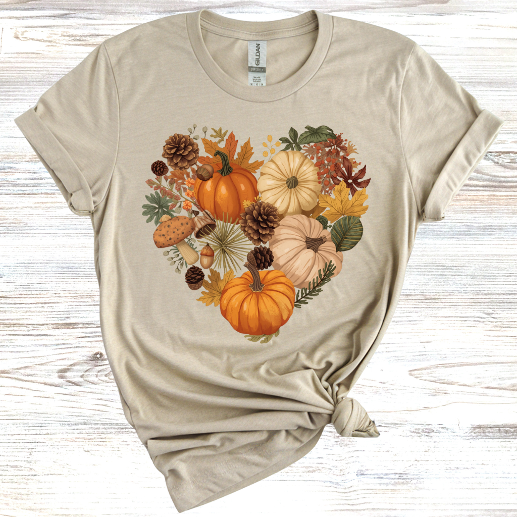 Autumn Heart Pumpkin T-Shirt