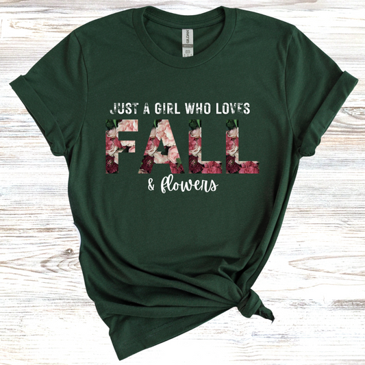 Just a Girl Who Loves Fall and Flowers T-Shirt