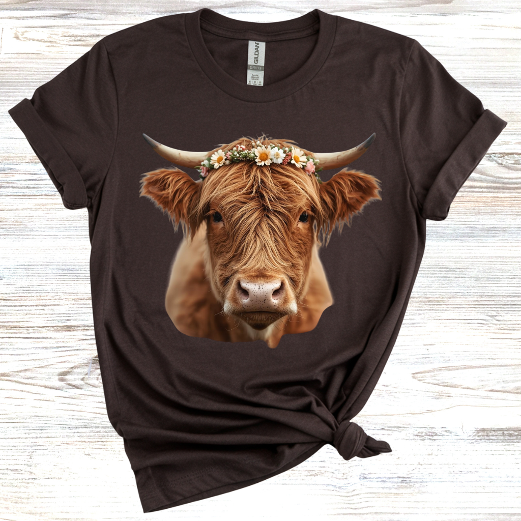 Highland Cow with Wreath T-Shirt