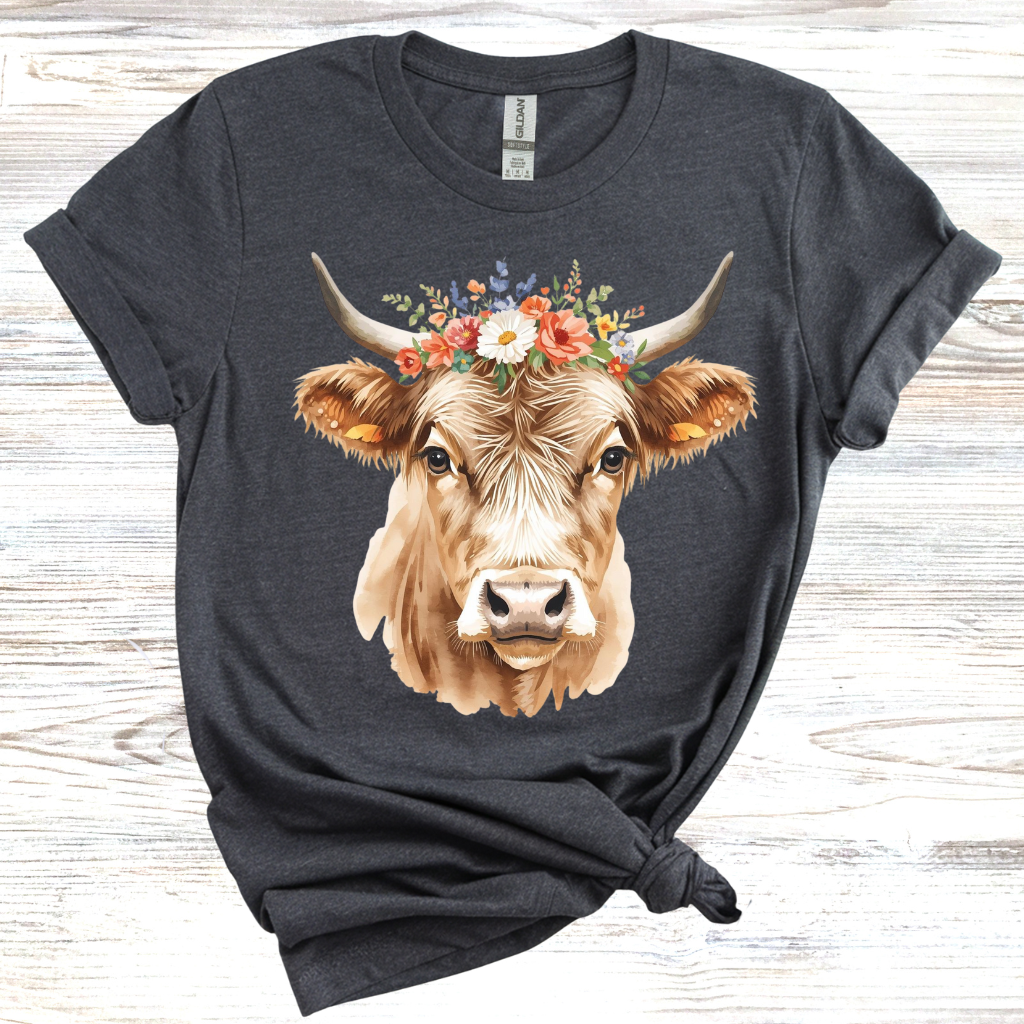 Highland Cow with Wreath T-Shirt